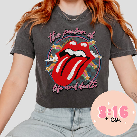 Power of Life and Death Bible Verse Christian Band Tee image 0