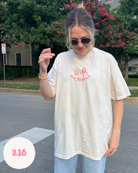 Fruit of the Spirit Strawberry Tee – Galatians 5:22