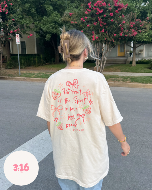 Fruit of the Spirit Strawberry Tee – Galatians 5:22